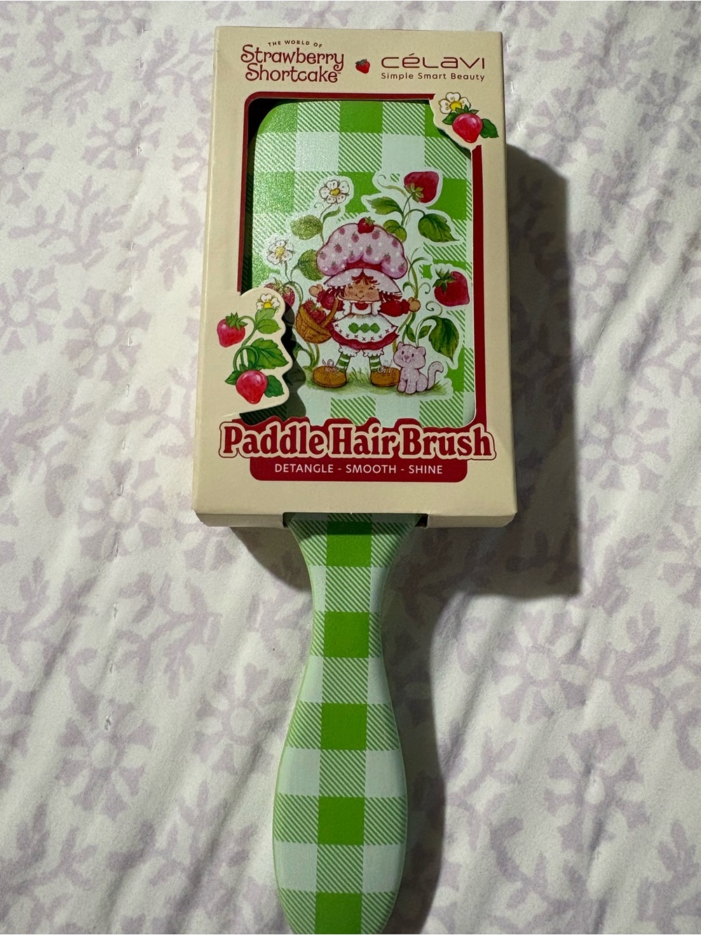 Célavi Strawberry Shortcake Green Paddle Hair Brush - Detangle & Shine